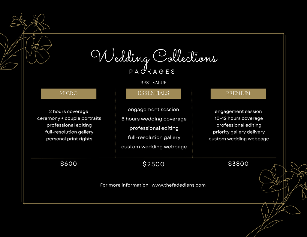 Beige Gold Elegant Wedding Packages Price List A4 2